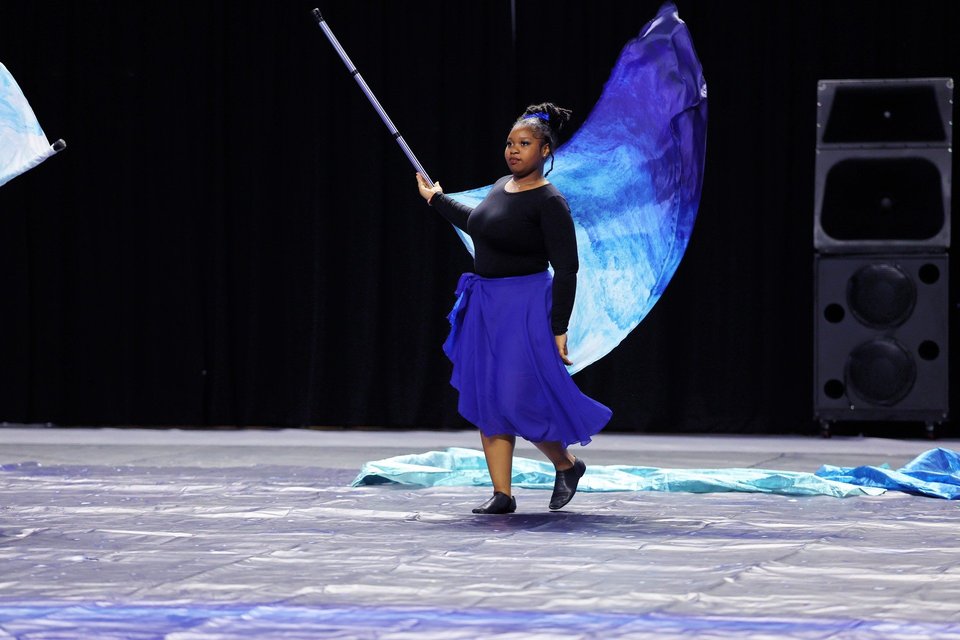 Mt Pleasant High School Winterguard performing