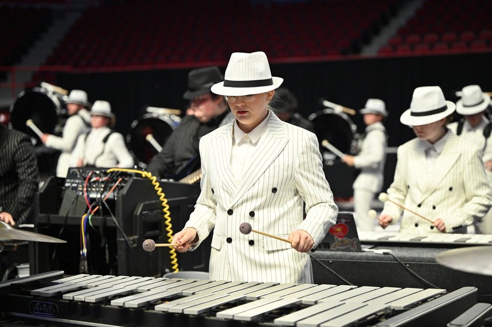 Oak Grove Indoor Drumline performing